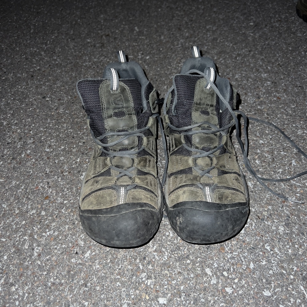 Keen Boots Mens Green Size 9.5 Nubuck Ankle Hiking Combat Lace Up Outdoor Trail